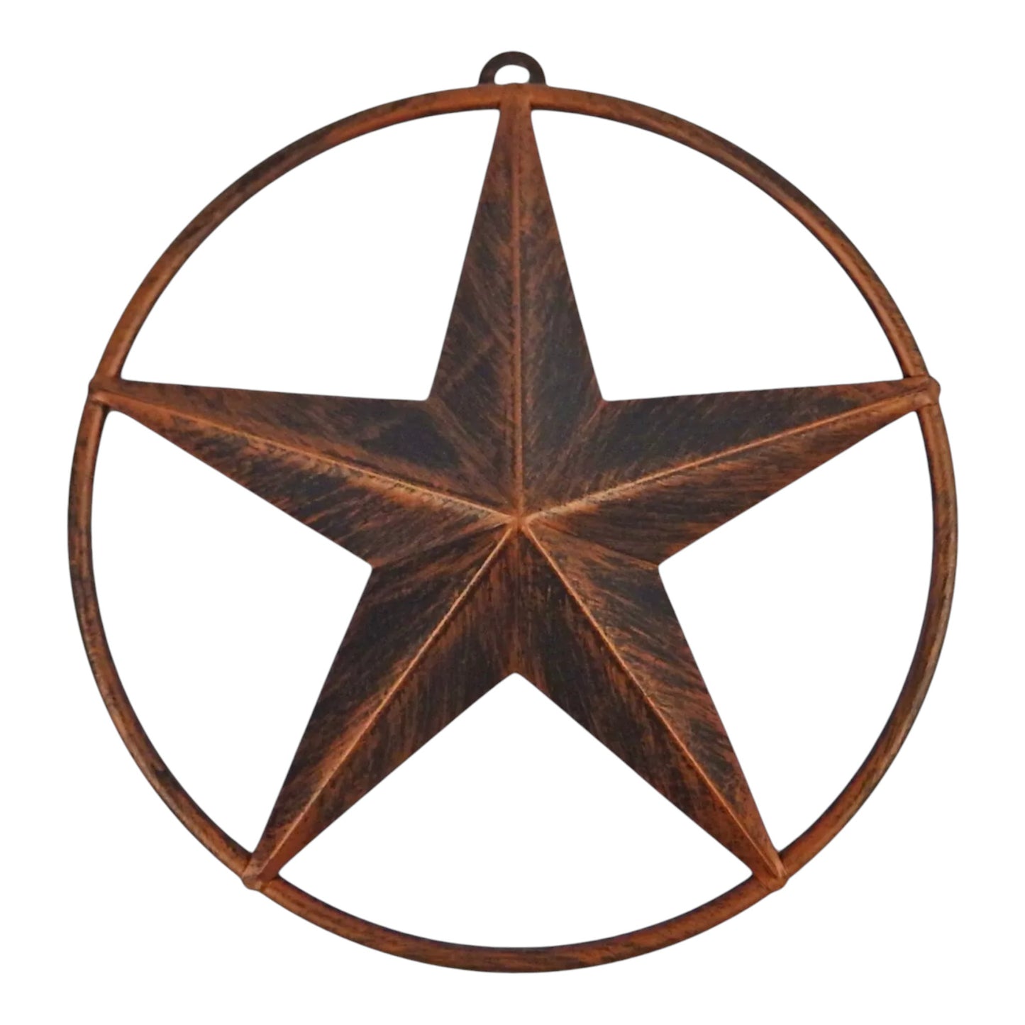 Metal Barn Wall Star – Brushed Copper with Smooth Ring Accent