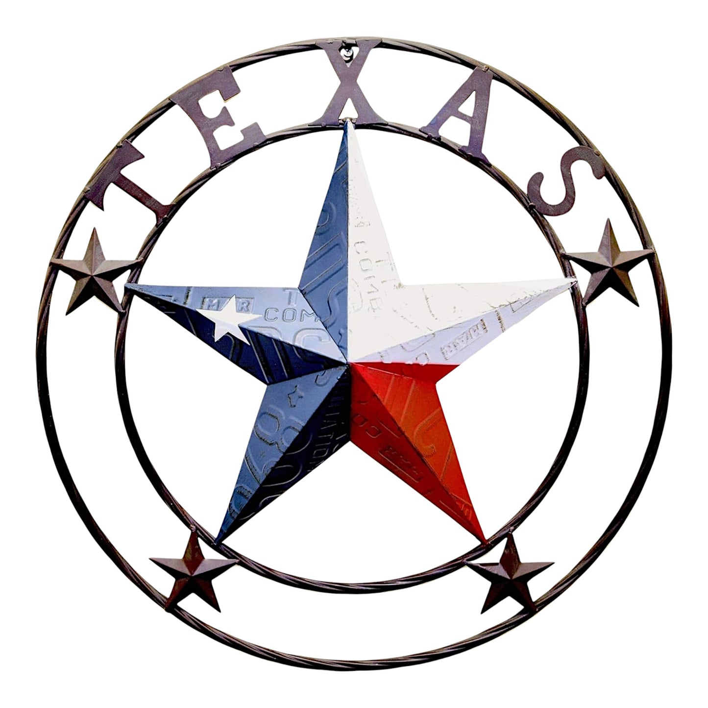 Metal License Plate Texas 24 inch Patriotic Wall Sign with Lone Star