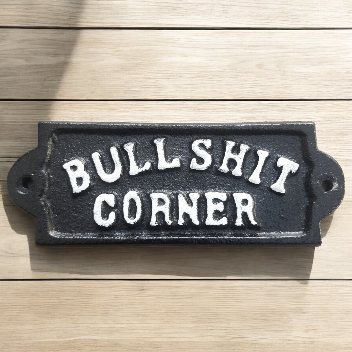 Humorous Cast Iron Plaque: Bullshit Corner - Playful Wall Sign