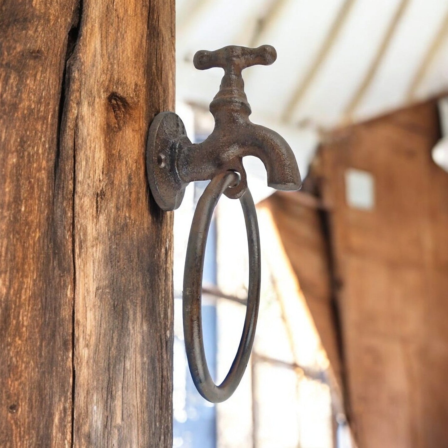 Quirky Cast Iron Faucet Tissue Holder - Industrial Farmhouse Bath Accent