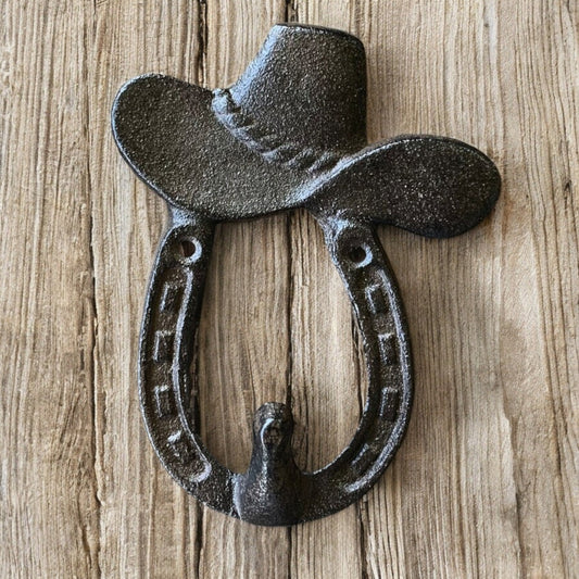 Saloon-Style Cast Iron Hat Hook - Vintage Western Wall Accent