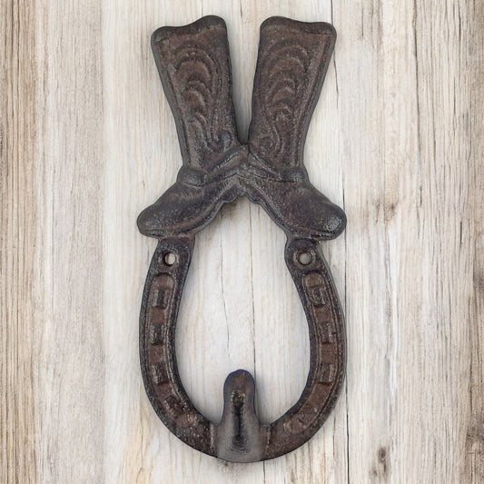 Cowboy Chic Cast Iron Boot Hook - Western Decor Hanger