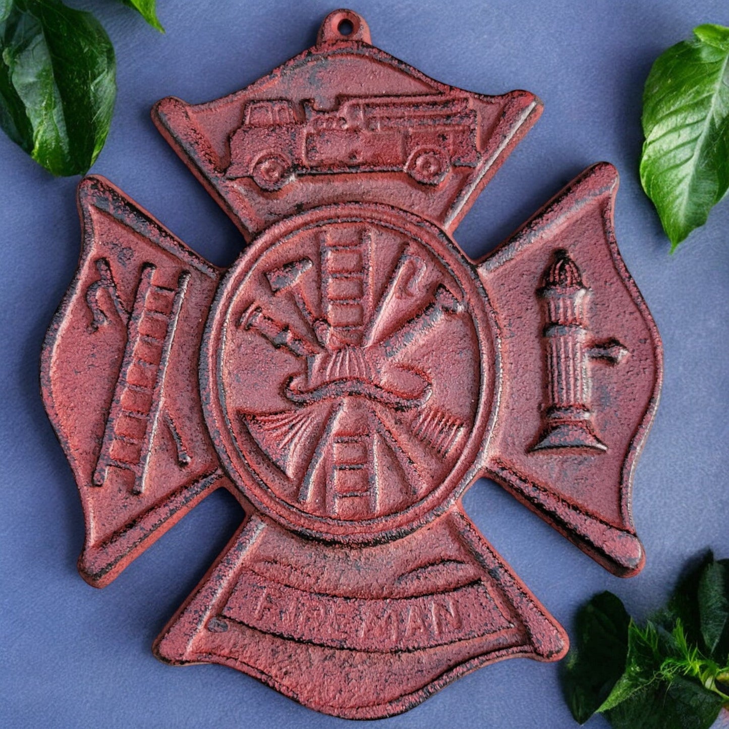 Heroic Cast Iron Fireman Plaque - Tribute to Bravery & Service