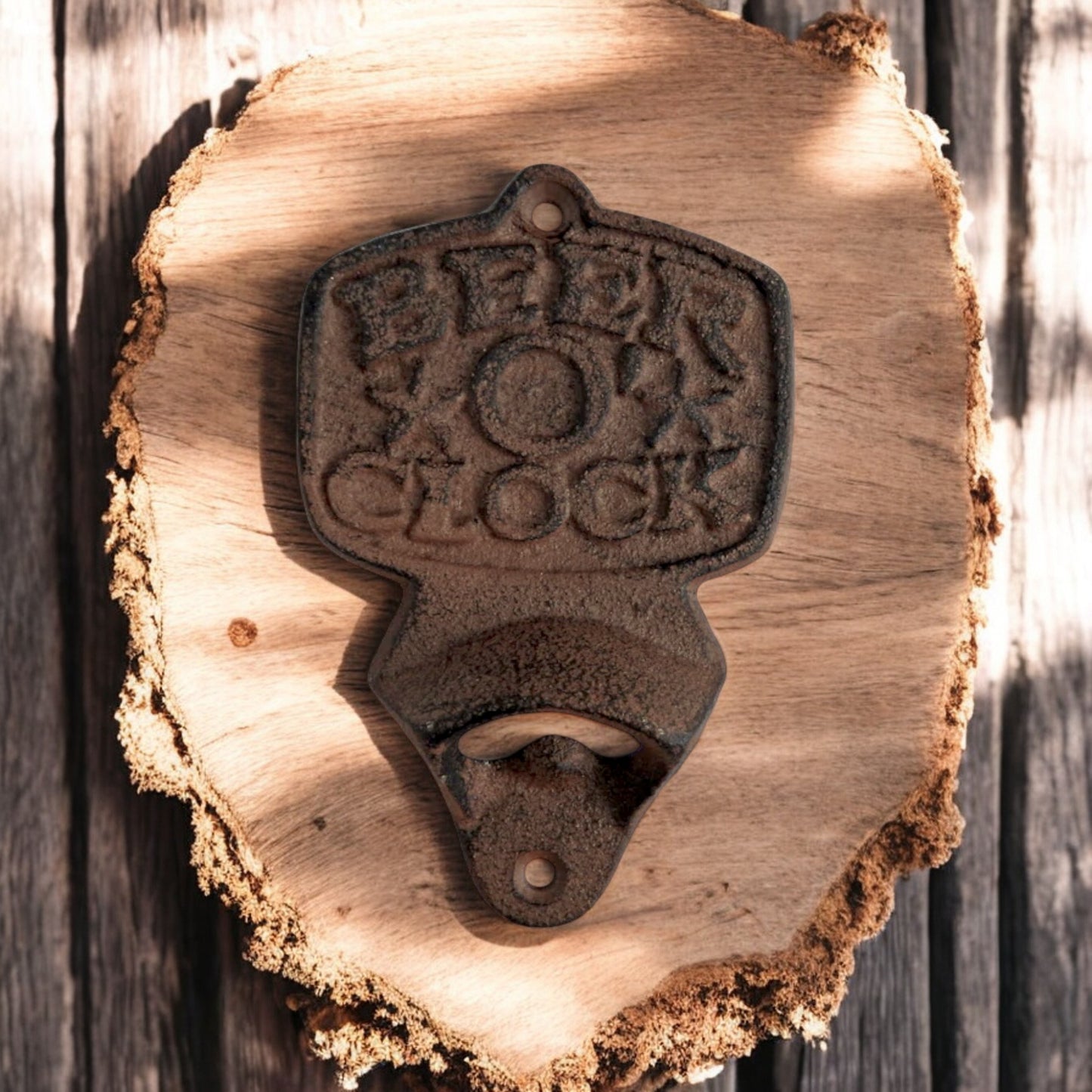 Fun Cast Iron Beer O Clock Bottle Opener - Rustic Bar Essential