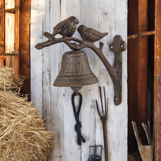 Rustic Nature-Themed Cast Iron Bird Door Bell – Garden Entry Chime