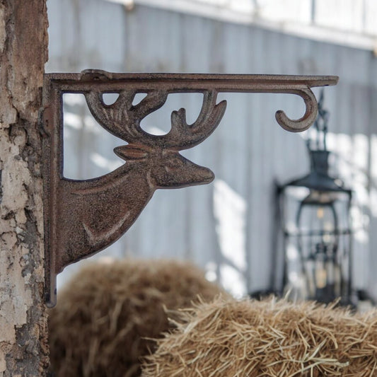 Rustic Cast Iron Deer Bracket - Lodge-Style Shelf Support