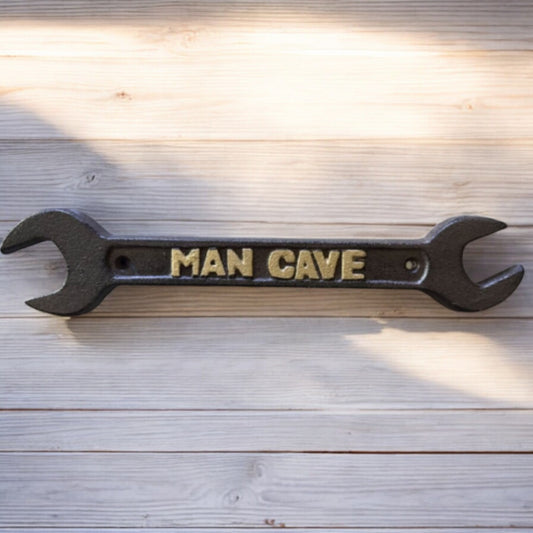 Cast Iron Spanner Wrench Man Cave Plaque – Rugged Industrial Decor