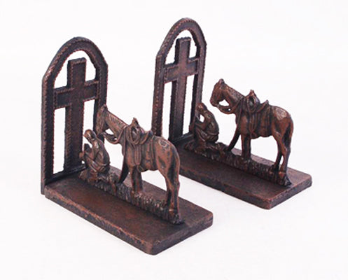 BOOKENDS CAST IRON COWBOY PRAYER 2 PCS/SET ST06-6030