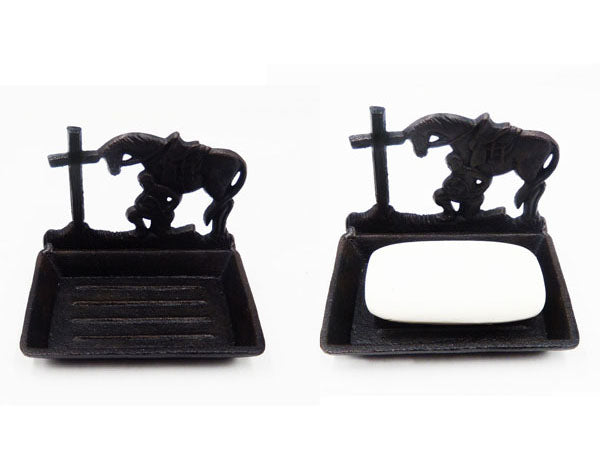 CAST IRON COWBOY PRAYER SOAP DISH ST08-6074