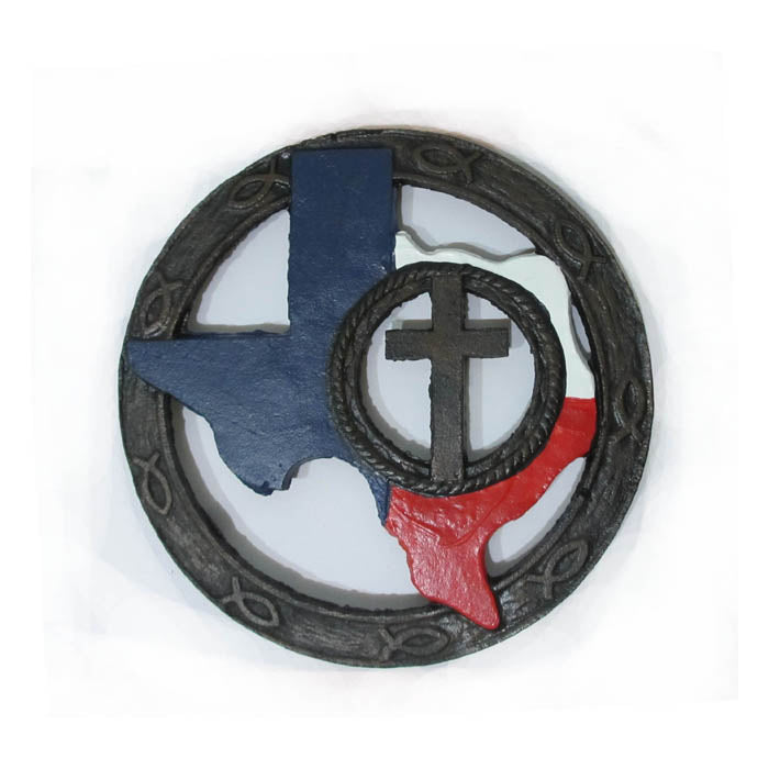 CAST IRON TEXAS & CROSS TRIVET ST09-6741A