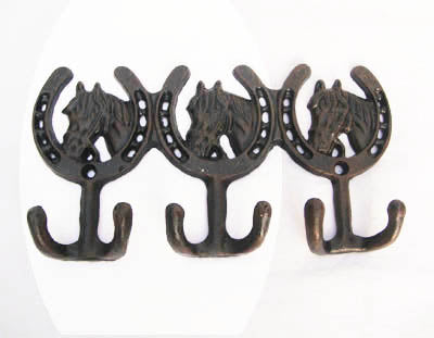 CAST IRON HORSEHEAD & HORSESHOE HOOK ST14-6013