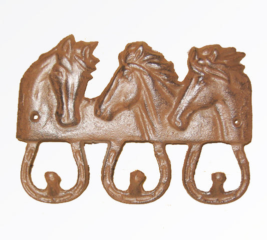 CAST IRON THREE HORSE HEAD HOOK ST14-6121