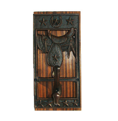 WOODEN WITH CAST IRON SADDLE & STAR HOOK ST14-6841I