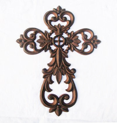 LARGE CAST IRON FLEUR-DE-LIS CROSS ST21-6067L