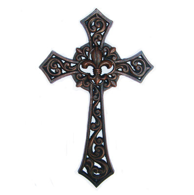 CAST IRON FLEUR-DE-LIS CROSS ST21-6177