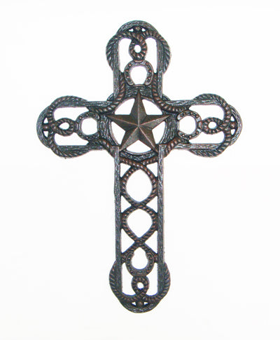 CAST IRON CROSS STAR AND ROPE ST21-6197