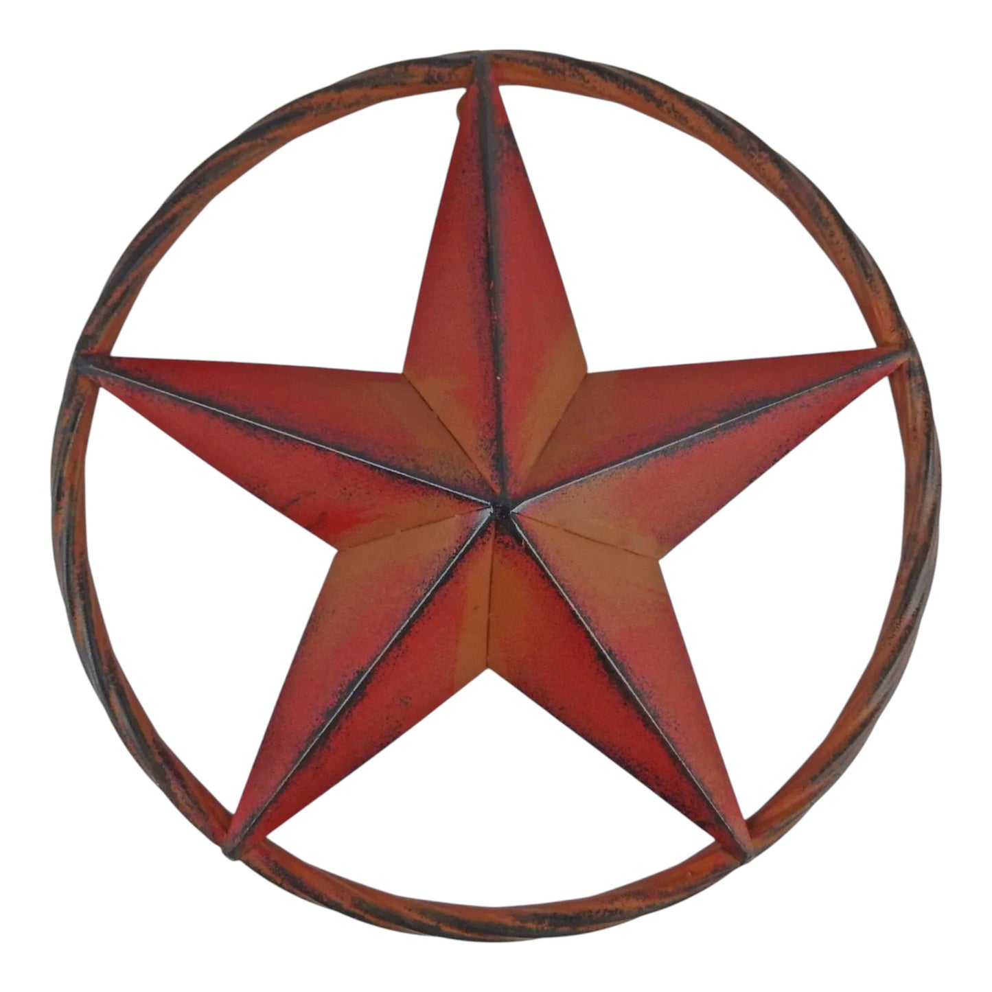 Metal Red Rustic Star Decor with Weathered Finish