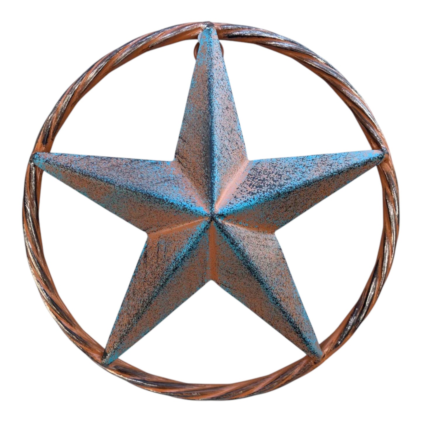 Metal Blue Rustic Star Decor with Weathered Finish