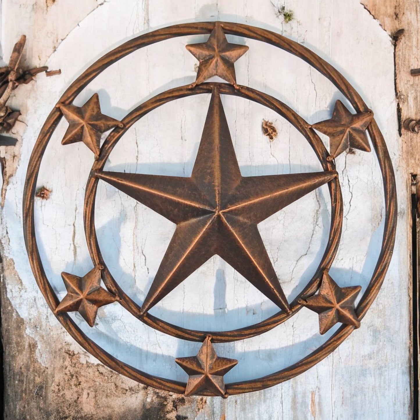 Metal 12 inch Star with Stars Intricate Celestial Metal Wall Decor